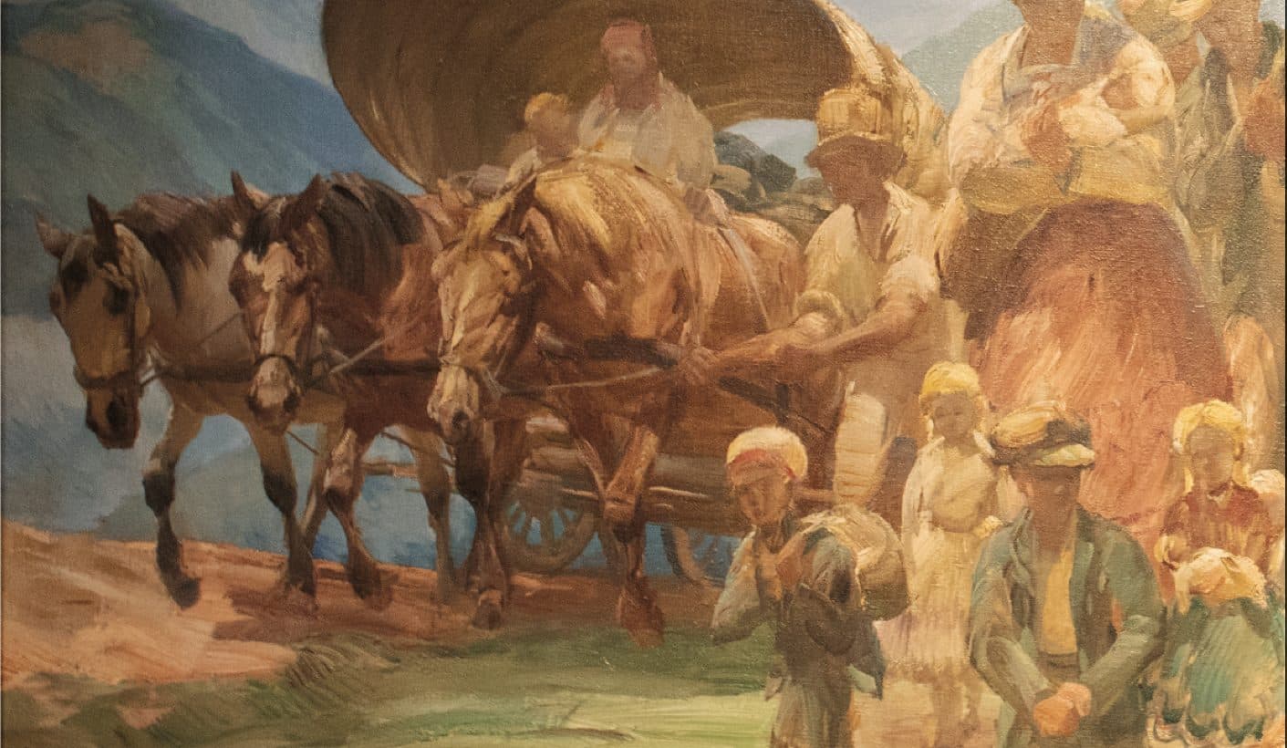 Ilustração de imigrantes alemães a caminho do interior do Brasil